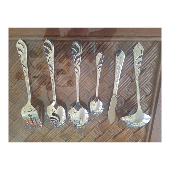 Oneida Pacific Tide Stainless glossy Silverware Flatware Serving Pieces Lot of 6 - Picture 13 of 14